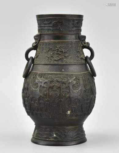 Archaic Style Chinese Bronze Vase:Mythical Beasts