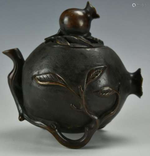 Chinese Bronze Pomegranate Shaped Censer,19-20th C