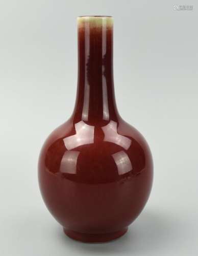 Chinese Red Glazed Vase, 19-20th C.