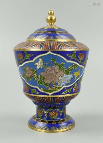 Chinese Cloisonne Trophy Cup & Cover,20th C.