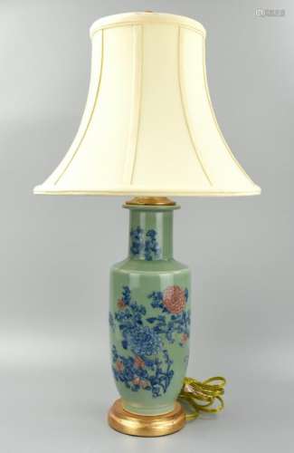 Chinese Celadon Glaze Blue& Red Vase,20th C, MAL