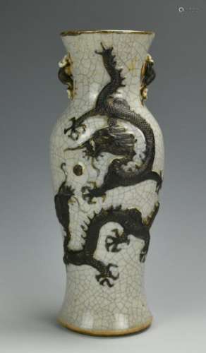 A Chinese Ge Ware Dragon Vase,19th C