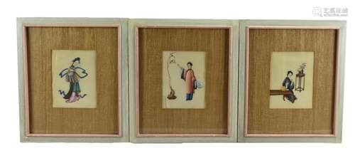 Chinese Framed Pith Paper Paintings ,Qing Dynasty