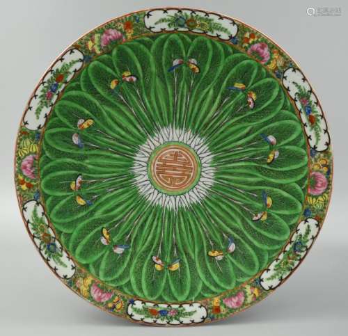 Chinese Cantonese Export Cabbage Charger, 19th C.
