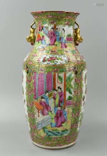 Large Chinese Cantonese Glazed Vase ,19-20th C.