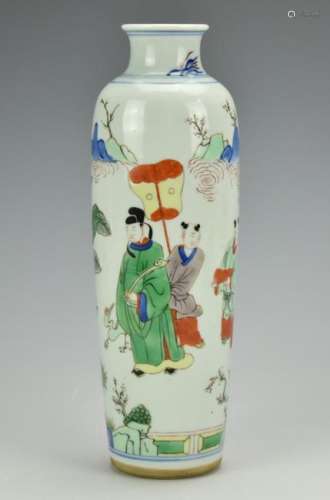 Chinese Famille Verte Figural Vase,19-20th C.