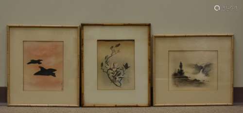 (3) Three Japanese Ink Paintings