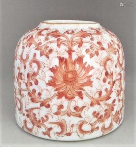 Chinese Crimson color flower Porcelain Brush Washer