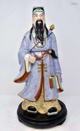Chinese Taoist Master Lu Porcelain Pottery Statue