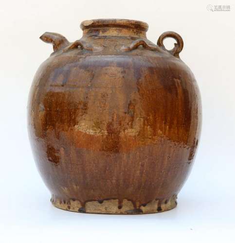 Large Chinese Qing Dynaster Polychrome Ceramic Wine