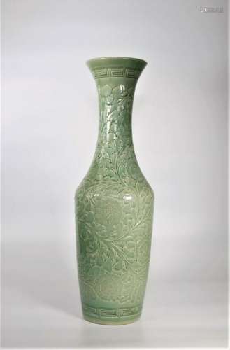Large Chinese Ming Style Yaozhou Celadon Vase