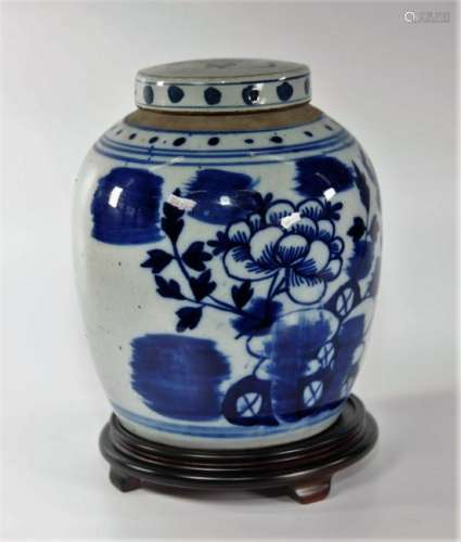 Chinese Qing Dynasty Blue and White porcelain jar