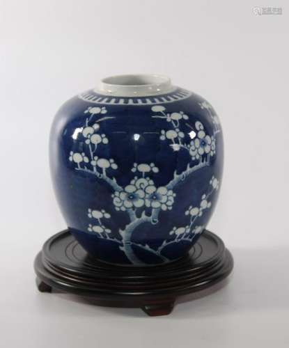 Chinese Qing Dynasty Blue/White Porcelain Ginger Jar