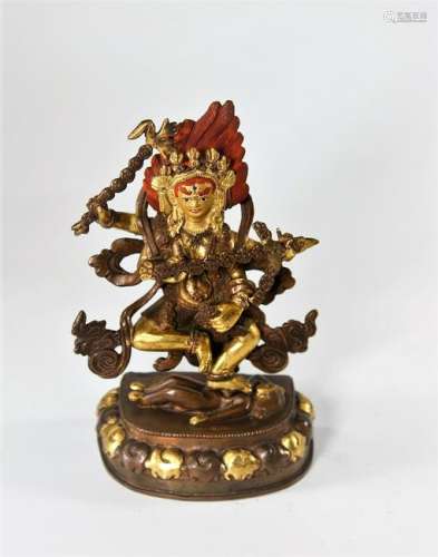 Tibet Gilt Brass Custoodian of Tibetan Budddhism