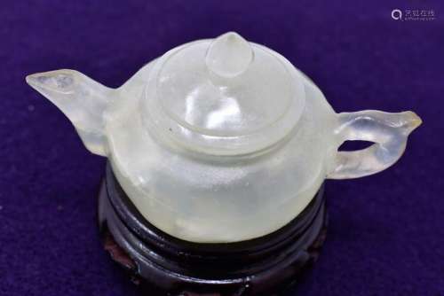 Chinese Crystal Carved Decoration Teapot