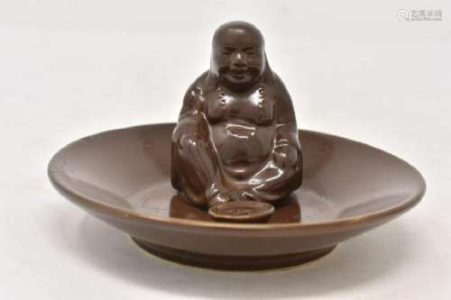 Chinese Yixing Zisha Ceramic Seated Buddha