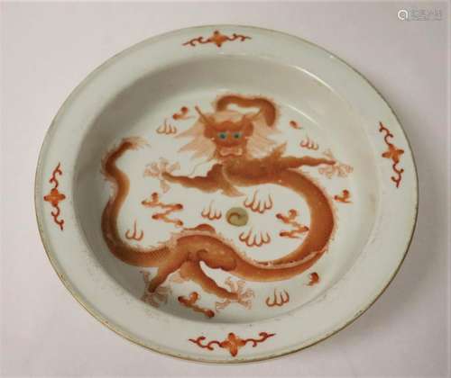 Chinese Qing Dynasty Guangku red and white porcelain