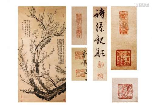 Chinese Scroll Painting, ink and color on paper,