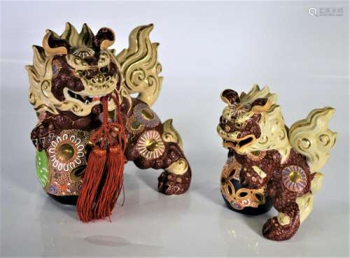 One Pair Glaze Porcelain Lions