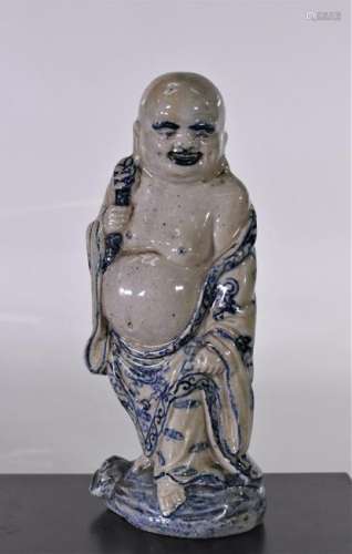Chinese Qing Dynasty Blue and White Porcelain Buddha