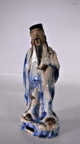 Chinese Qing Dynasty Blue and White Porcelain Buddha