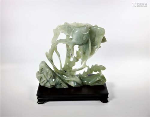 Large Chinese Jadeite Jade Carving Fishes
