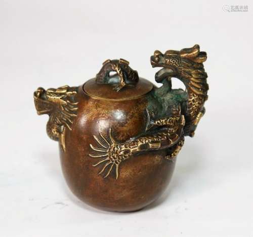 Chinese Song Dynasty Bronze Dragon Motif Teapot
