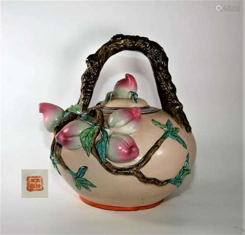 Lg Chinese Qing Dynasty Monumental Porcelain Basket