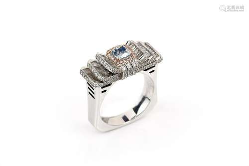 18K  Blue Diamond Ring