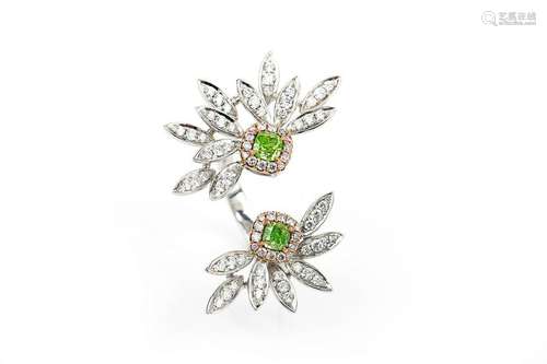 18K  Green diamond Ring