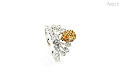 18K  Orange diamond Ring