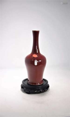 Chinese Qing Dynasty Lang yao red-glazed vase