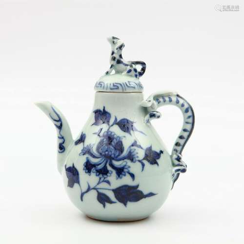 Chinese Ming  Style Blue And White Porcelain Teapot