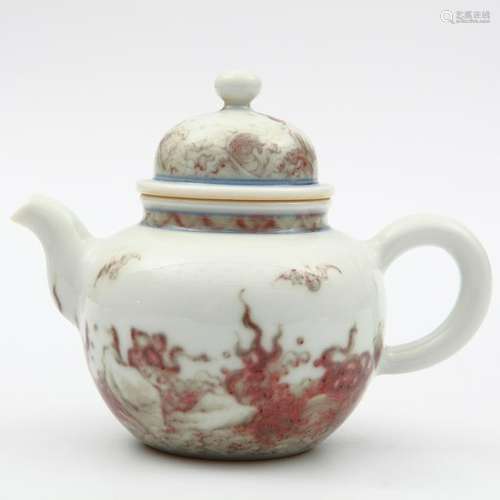 Chinese Ming  Style Copper Red Porcelain Teapot