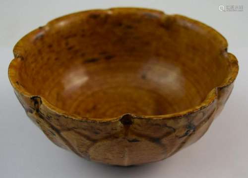 Chinese Tong Dynasty Leaf Bowl Brown Glazed