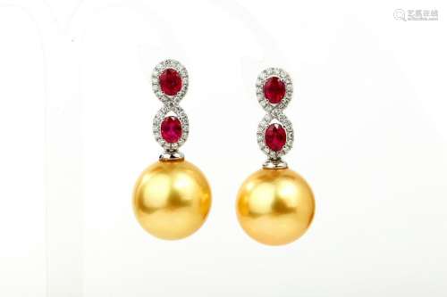 18K The Philippines Gold  Pearl Ear Studs