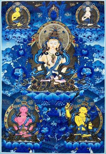 Embossed gold craft blue  Bodhisattva Blue Crystal