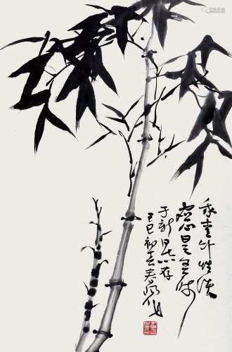 霍春阳（b.1946） 1989年 作 墨竹 水墨纸本 镜片