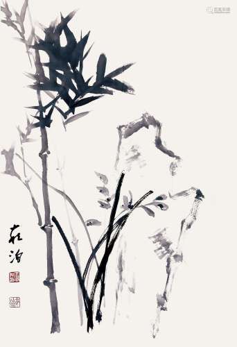 王学仲（1925-2013）  竹石图 水墨纸本 立轴