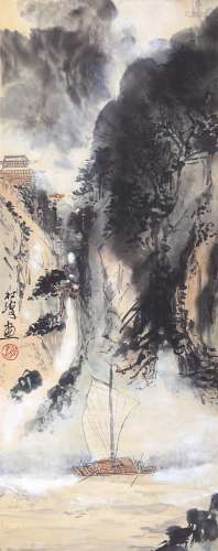 赵松涛（1916-1993）  风帆 设色纸本 立轴