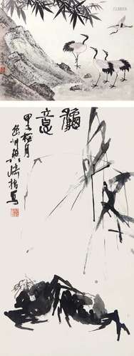 梁崎（1909-1996） 1984年 作 秋意 水墨纸本 镜框