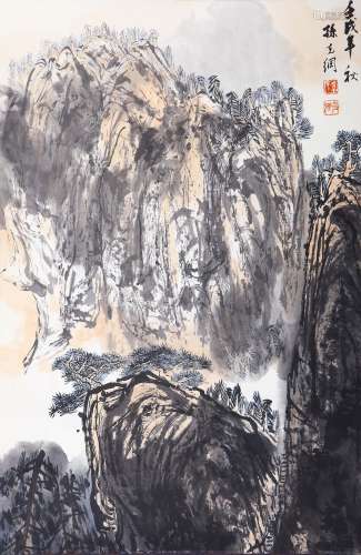 孙克纲（1923-2007） 1982年 作 重山峻岭 设色纸本 立轴