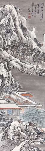 溥儒（1896-1963） 1948年 作 雪漫长溪 设色纸本 立轴
