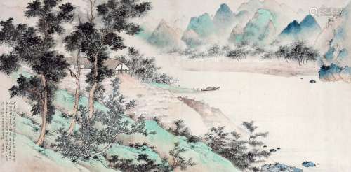 惠均（1902-1979）  春江上墟图 设色纸本 镜心