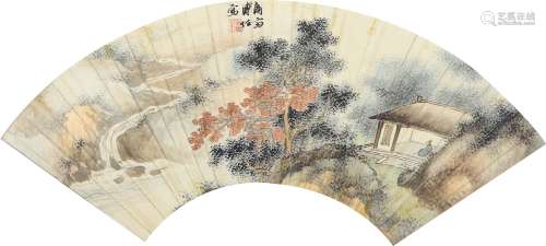 溥佐（1918-2001）  秋山隐士图 设色纸本 镜心