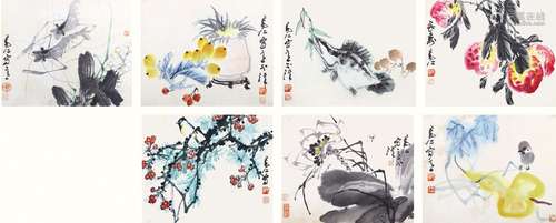 郭书仁（b.1945）  花鸟 设色纸本 托片