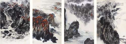 侯春林（b.1938） 1986年 作 山水 设色纸本 托片