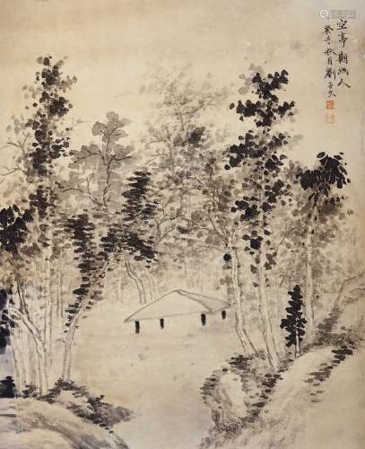 刘子久（1891-1975） 1943年 作 空亭期幽人 水墨纸本 镜心