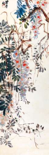 陈半丁（1876-1970）  紫藤垂阴 设色纸本 立轴