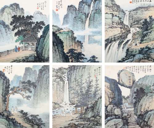袁松年（1895-1966）  山水册页 设色纸本 册页